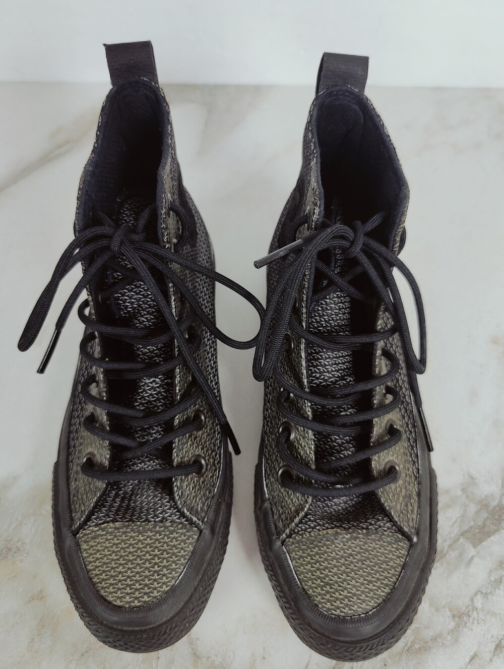 Converse CT All Star High Lunarlon Black White Textured Sneakers, 5(M) 7(W) - Picture 5 of 9